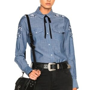 NWT Ulla Johnson Twillie Embroidered Cotton Shirt